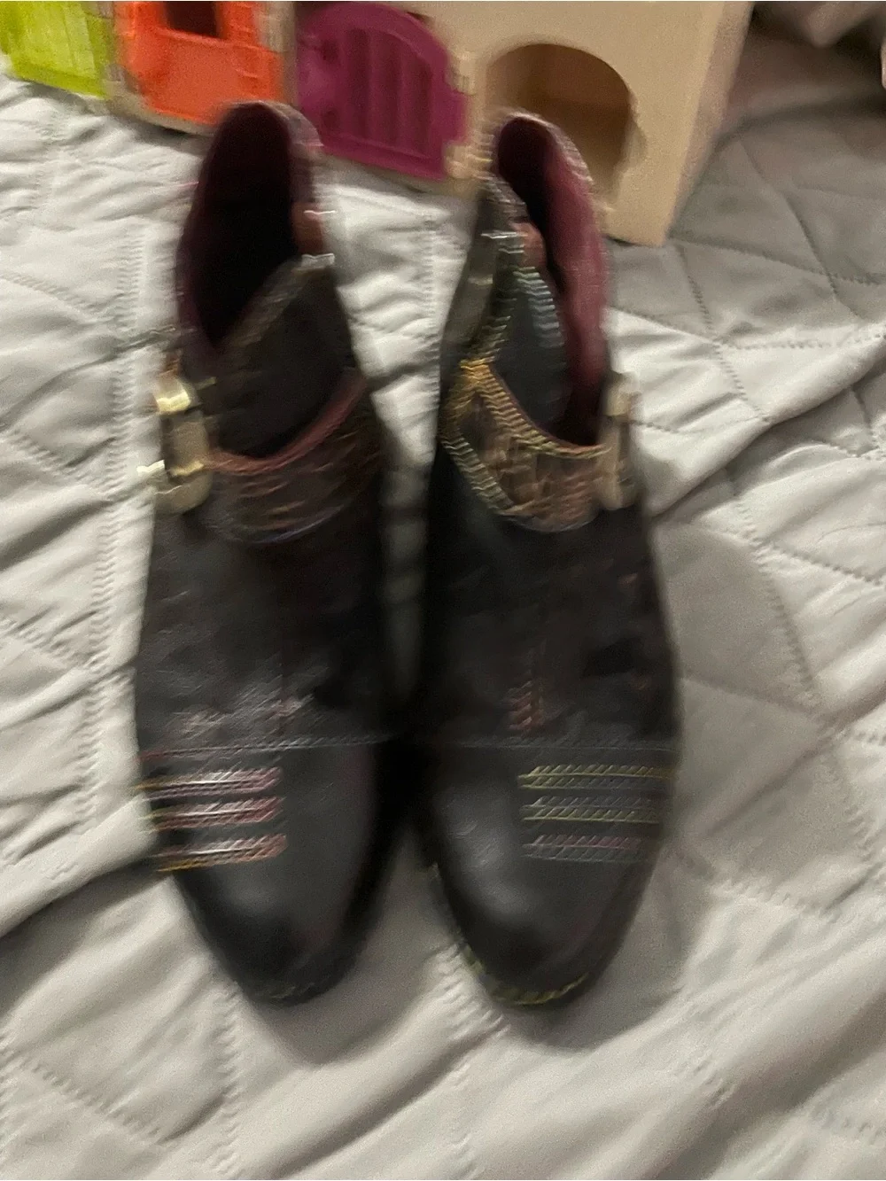 Black Women's Ankle Boots with Decorative Buckle